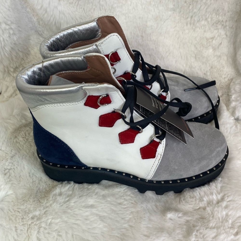 NEW Montelliana 1965 Claudine combat leather studs hiking lace up boots 6.5